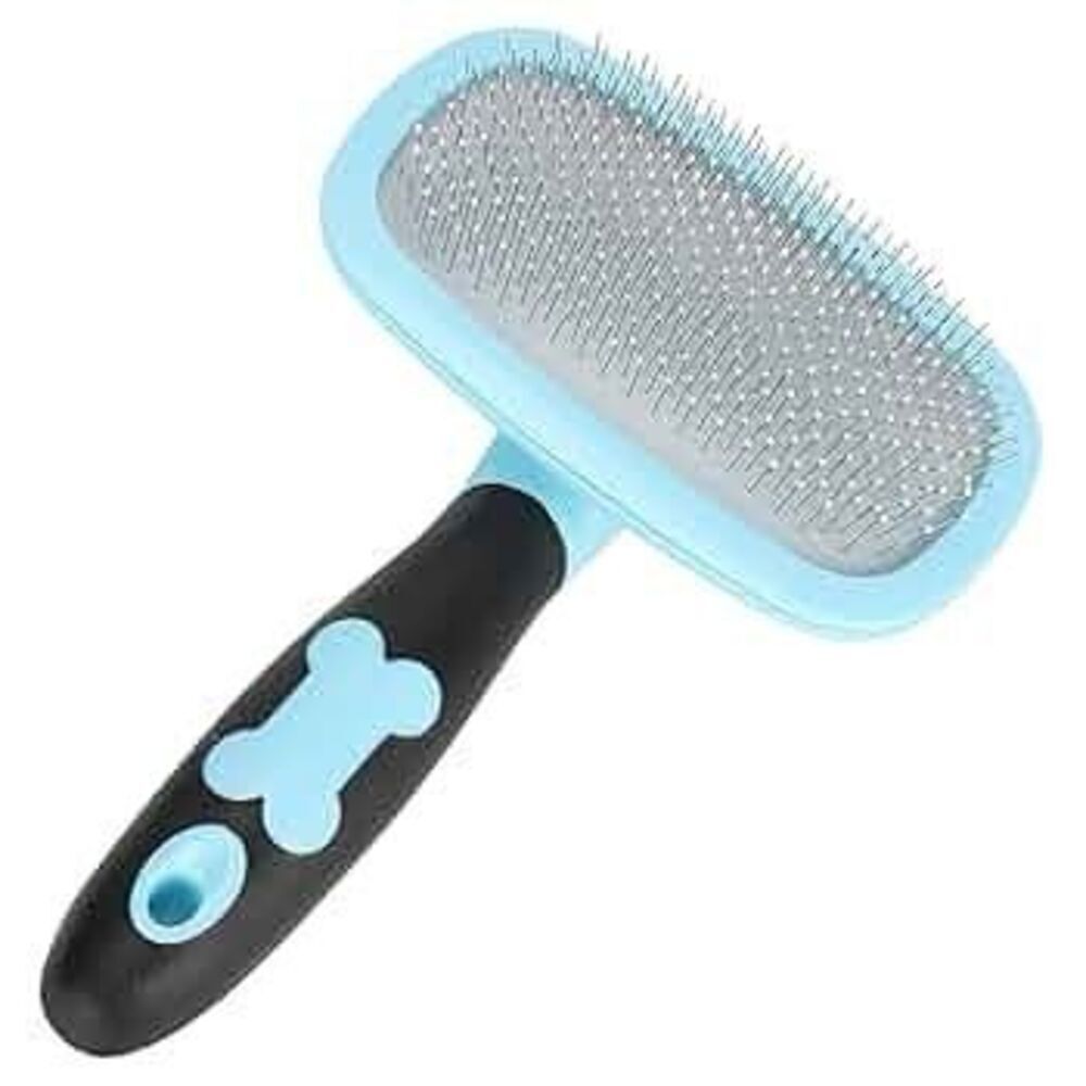 Dog / cat adjustable turquoise blue wire hairbrush